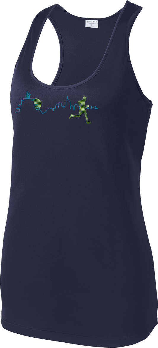 WOMEN’S PERFORMANCE INDY MINI CHECKERED SKYLINE TANK